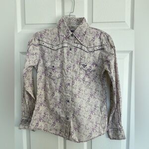 Size XL 14-16 Cowboy Hardware long sleeve western shirt with Rhinestone snaps.
